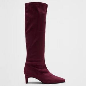 BANANA REPUBLIC BURGUNDY FAUX SUEDE TALL SLOUCH BOOTS SZ 8.5
